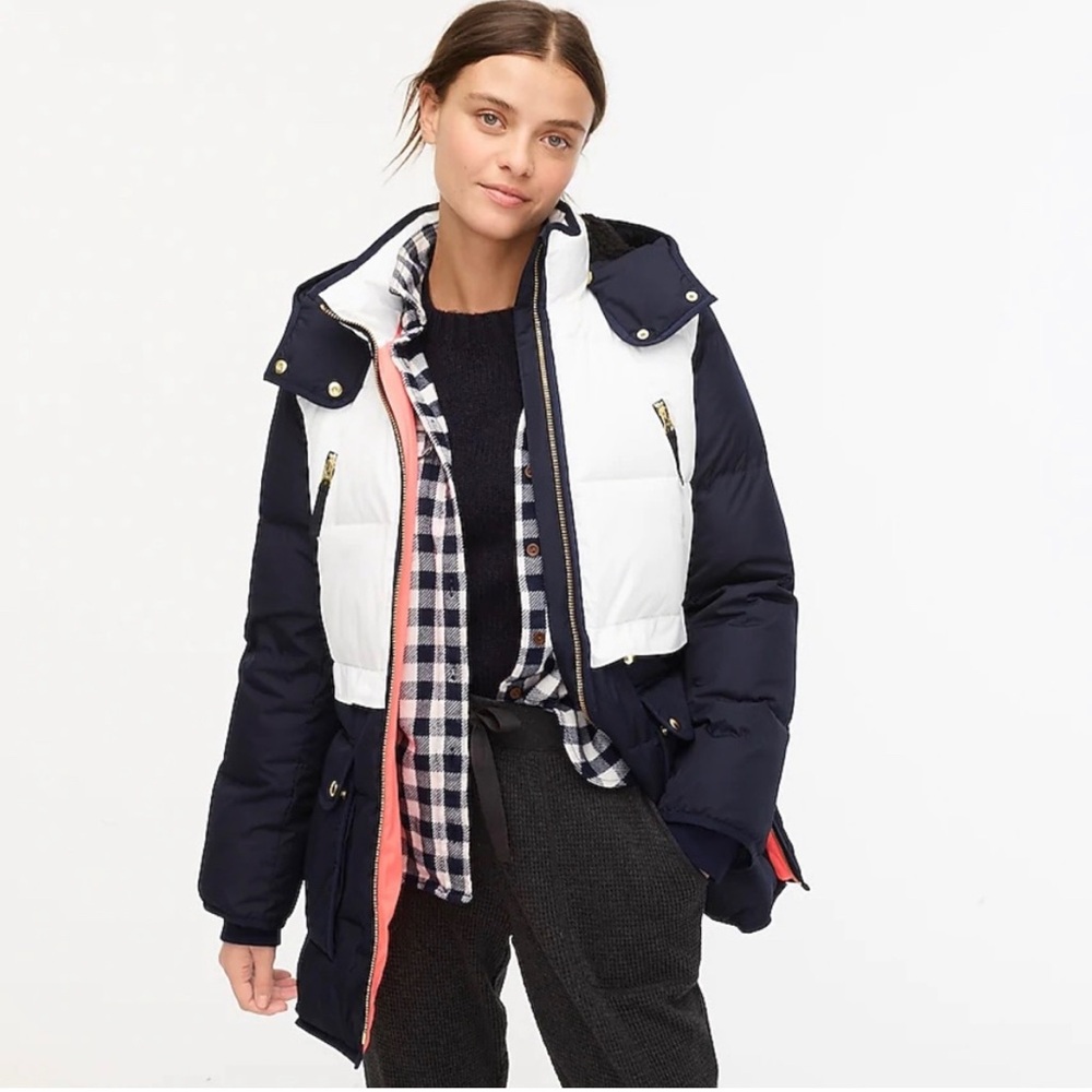 J.Crew Petite Colorblock Chateau Puffer with Primaloft